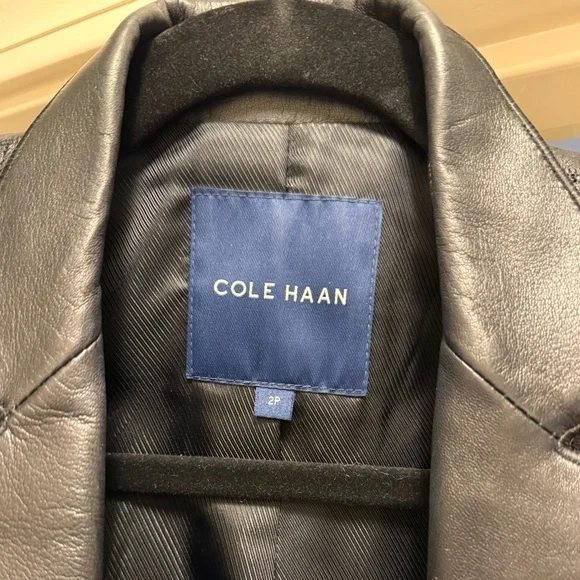 Cole Haan Black Leather Jacket - Picture 3 of 7